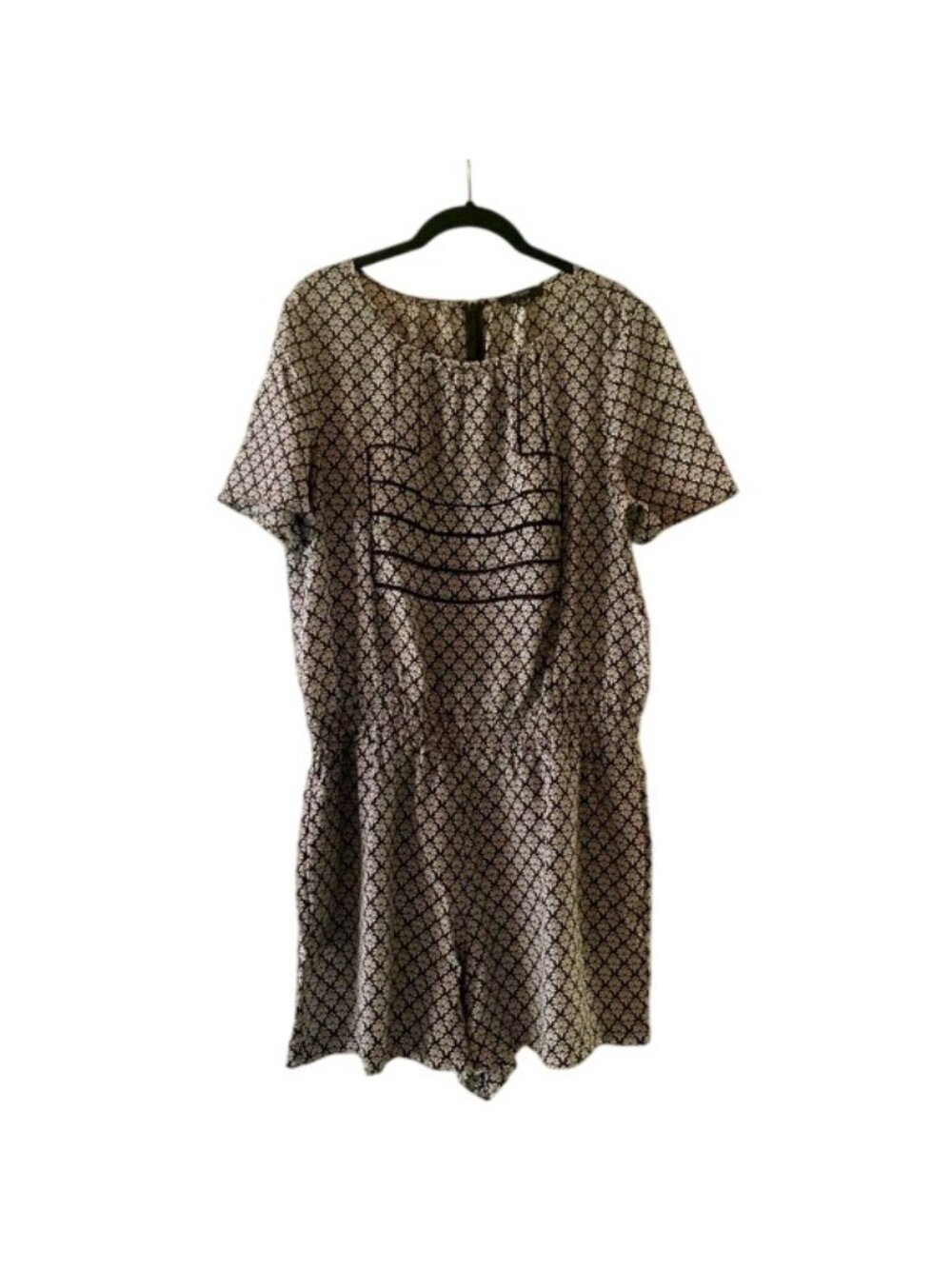 Madewell Short-Sleeve Romper Back Zipper Closure Elastic Waist L